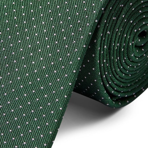 Zielony krawat jedwabny w kropki 6 cm