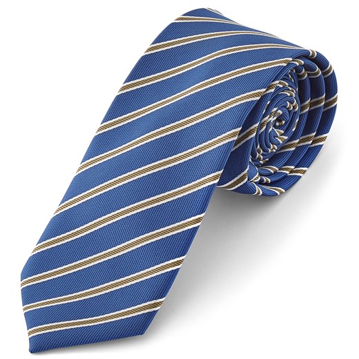 Niebiesko-złoty krawat w paski