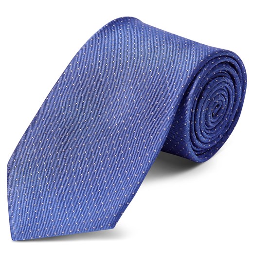 Pastelowy niebieski krawat jedwabny w kropki 8 cm