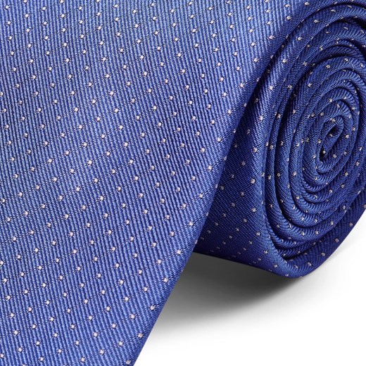 Pastelowy niebieski krawat jedwabny w kropki 8 cm