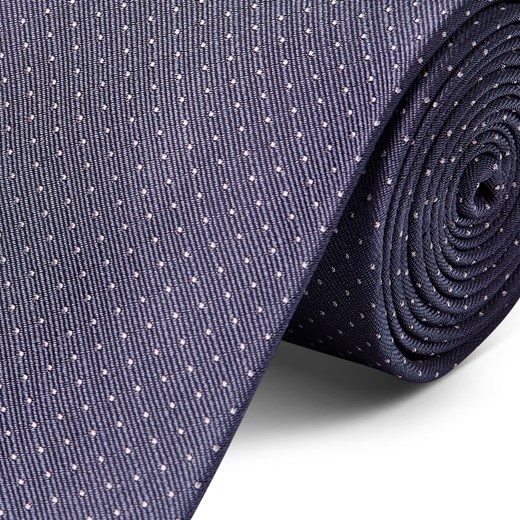 Szary krawat jedwabny w kropki 8 cm