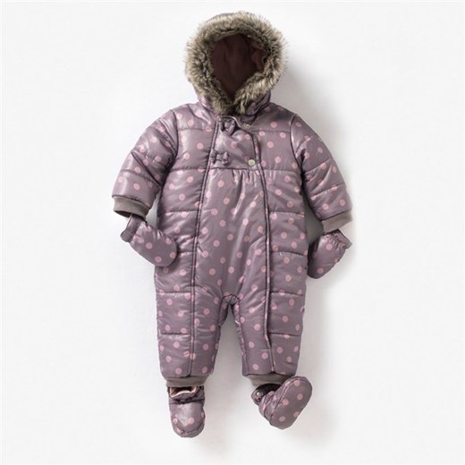 Kombinezon niemowlęcy w groszki dla dziewczynek la-redoute-pl fioletowy płaszcz