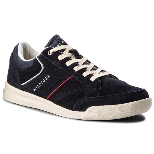 Sneakersy TOMMY HILFIGER - Corporate Detail Suede Sneaker FM0FM01622  Midnight 403 czarny Tommy Hilfiger 41 eobuwie.pl