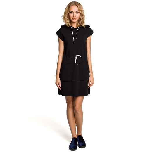Mini sukienka dresowa z kapturem - czarna Moe  XL merg.pl
