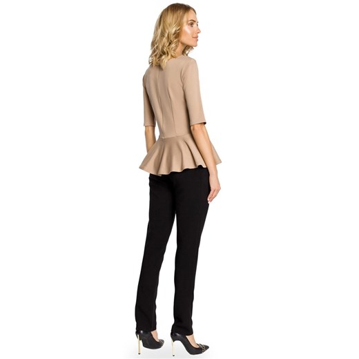 Elegancka bluzka z baskinką - cappuccino Moe XL merg.pl