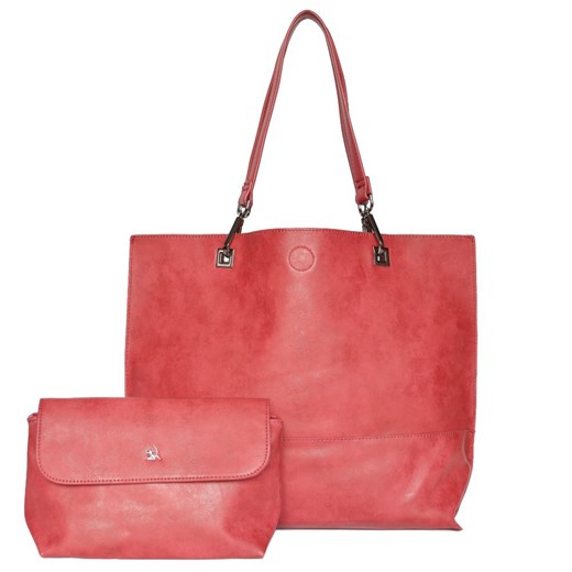 Niepowtarzalna torebka damska z elegancką kosmetyczką, czerwona  Diana&co Firenze L Torbulencja