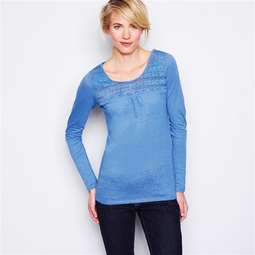 Jednobarwny T-shirt, 100% bawełny o nieregularnym splocie la-redoute-pl niebieski bawełniane
