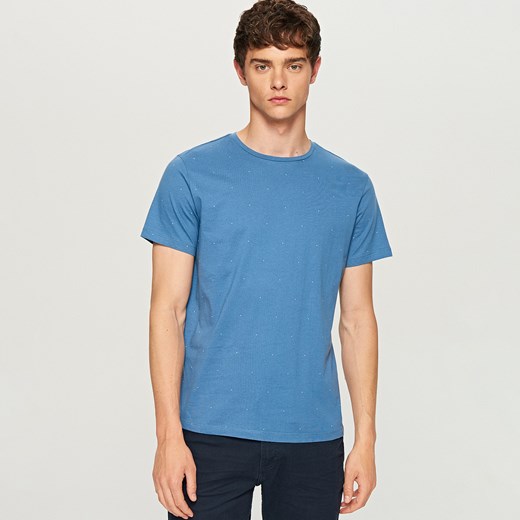 Reserved - T-shirt z drobnym nadrukiem - Niebieski  Reserved XXL 