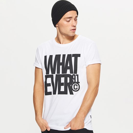 Cropp - Koszulka z napisem whatever - Biały Cropp  L 