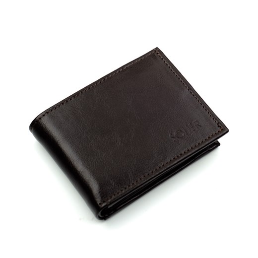 Elegancki brązowy skórzany męski portfel SOLIER