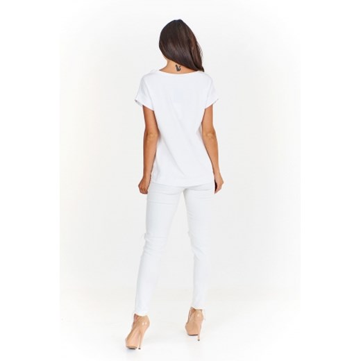 Casualowa bluzka t-shirt z trójwymiarową aplikacją Justti ptakmoda.com