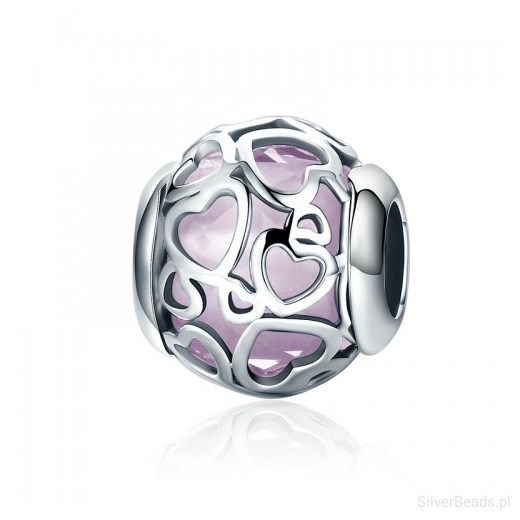 D923 Serce charms koralik beads srebro 925