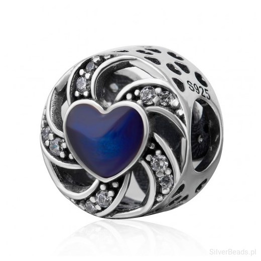 D904 Serce charms koralik beads srebro 925