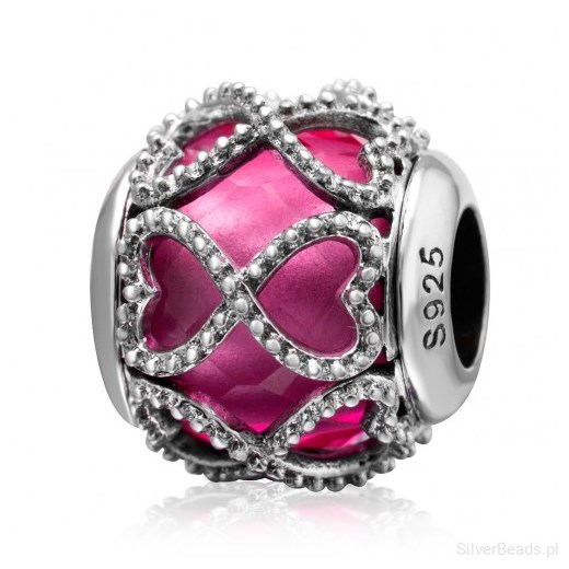 D821 Serce charms koralik beads srebro 925