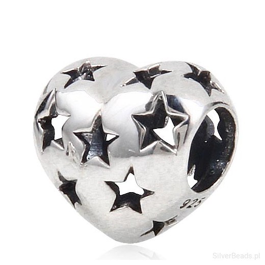 D498 Serce charms koralik beads srebro 925