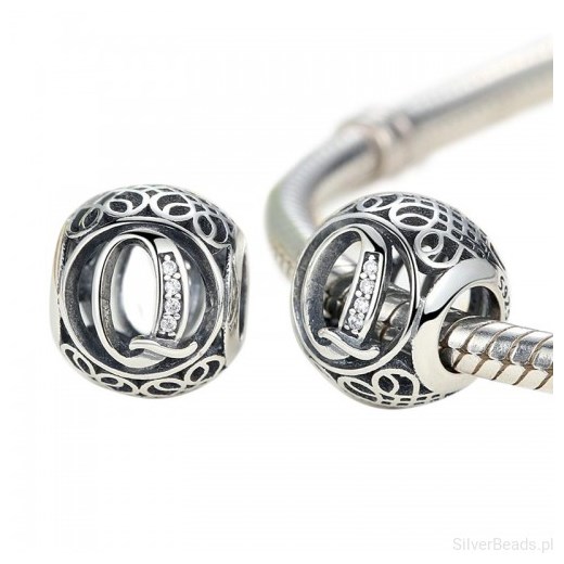 D865 Litera Q charms koralik beads srebro 925