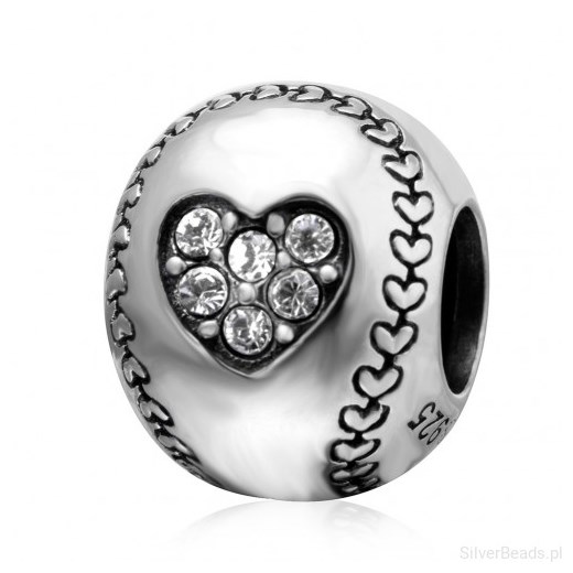 D822 Serce charms koralik beads srebro 925