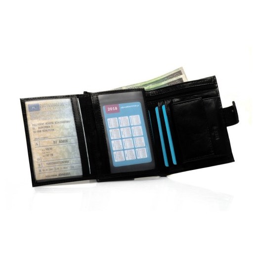 Portfel z ochroną RFID Karty Płatnicze Dowód rejestracyjny czarny SW13