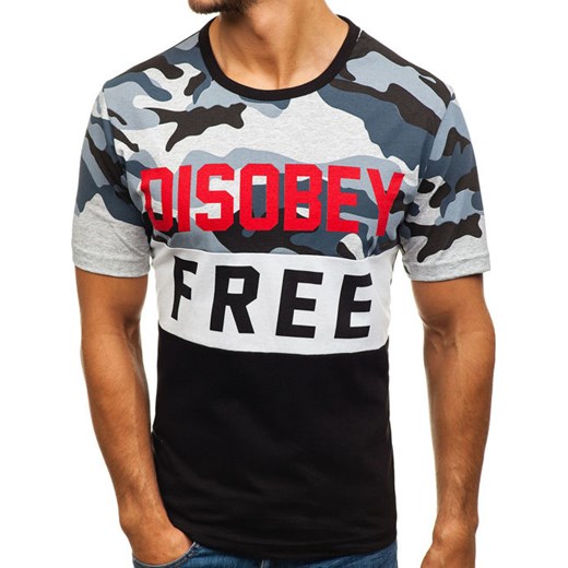 T-shirt męski z nadrukiem moro-czarny Denley 6308  Denley.pl L Denley