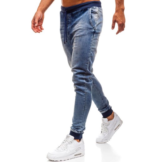 Spodnie jeansowe baggy męskie granatowe Denley 003