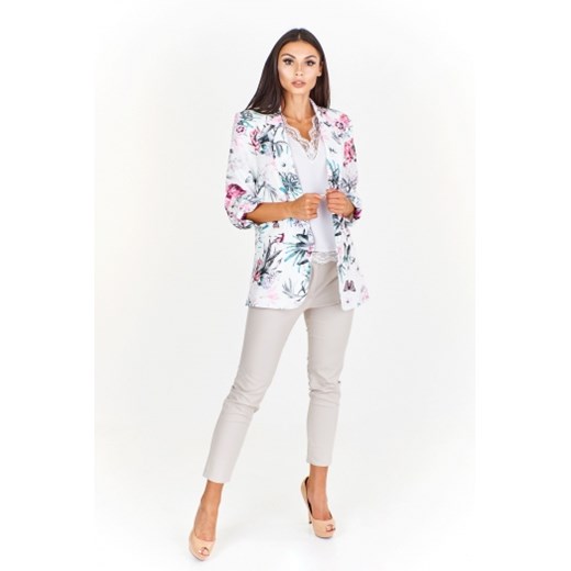 Jasny żakiet - marynarka w wielkolorowe kwiaty Adika ptakmoda.com