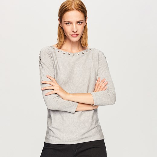 Reserved - Sweter z ozdobnym wiązaniem - Szary Reserved  S 