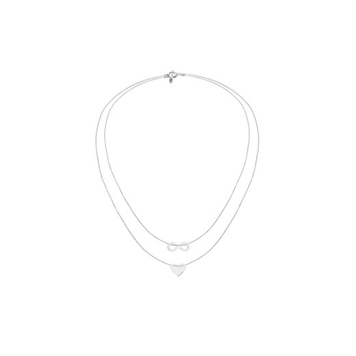 Podwójny Naszyjnik Srebrny Serce +8  Perlove  Biżuteria-Perlove