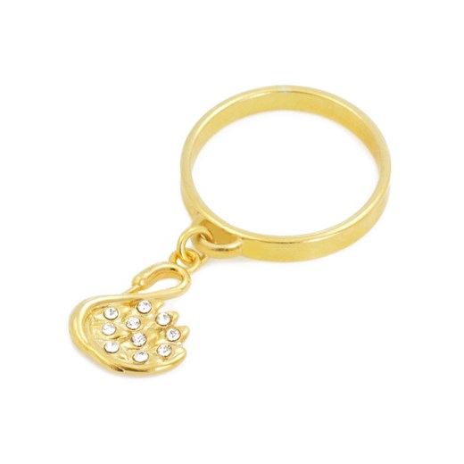 Złoty pierścionek z zawieszką ŁABĘDŹ Perlove   Biżuteria-Perlove