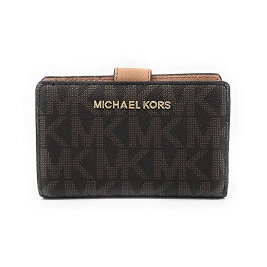 Michael Kors damski portfel, brązowy z logo MK 3 x 8 x 13 cm, skóra naturalna, Jet Set Travel