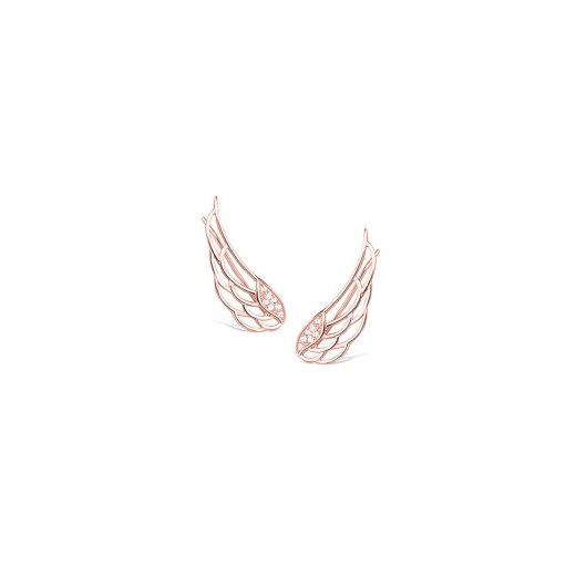 Srebrne kolczyki pr. 925 nausznice skrzydła z cyrkoniami pozłacane różowym złotem  Sentiell uniwersalny e-sentiell.com