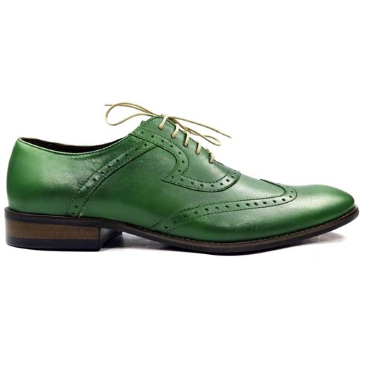 Zielone męskie buty wizytowe - brogsy T27