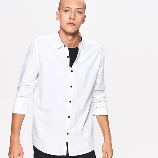Cropp - Gładka koszula basic slim fit - Biały  Cropp M 