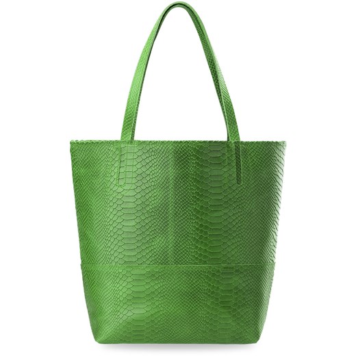 Torebka damska duży worek shopper bag genuine leather -  zielony