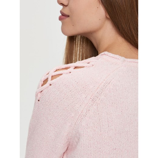 Sinsay - Sweter z wiązaniem na ramionach - Różowy