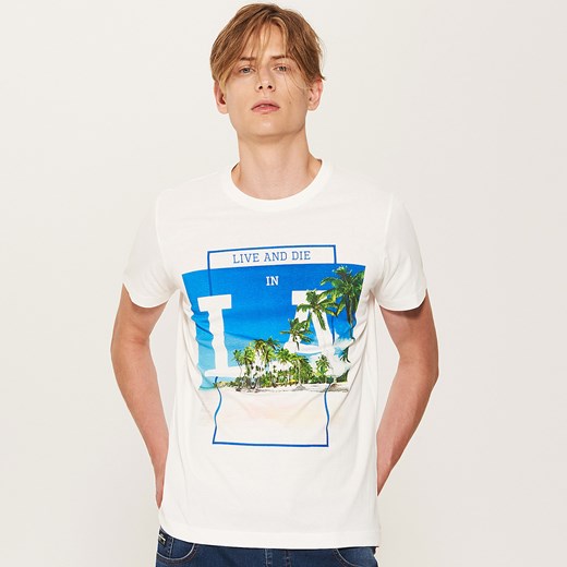 House - T-shirt z fotonadrukiem - Kremowy  House L 