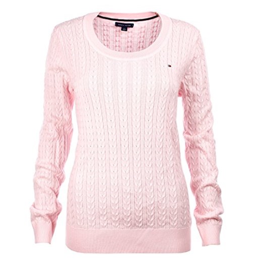 Tommy Hilfiger Damski sweter okrągłe wycięcie pod szyją wzorem warkoczowym różowa  1546259 sprawdź dostępne rozmiary Amazon