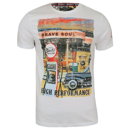 T-Shirt męski (koszulka) - Brave Soul - Biała, Stara Stacja Benzynowa TSBRSSS18GASOLINEwhite Brave Soul  XL JegoSzafa.pl