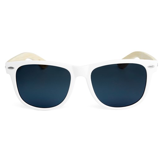 Białe kwadratowe przydymiane drewniane okulary przeciwsłoneczne  Trendhim  