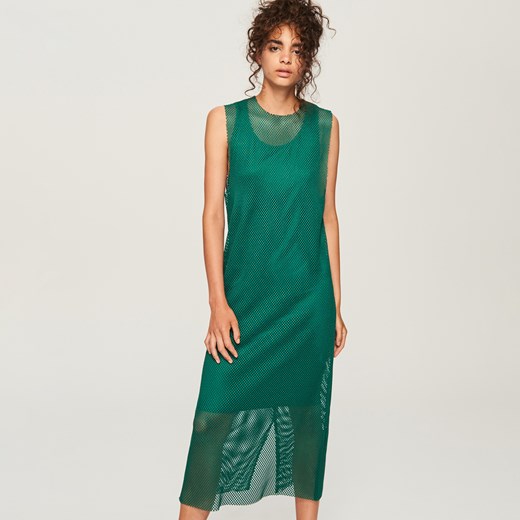Reserved - Sukienka z ażurowej siatki - Zielony  Reserved S 