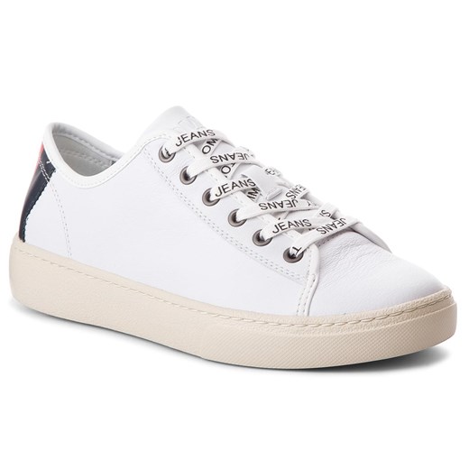 Sneakersy TOMMY JEANS - Light Leather Low EM0EM00103 White 100  Tommy Jeans 41 eobuwie.pl