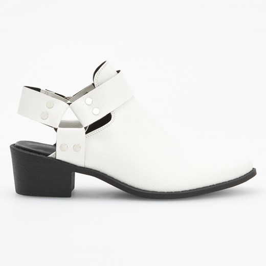 Reserved - Botki open cuts na średnim obcasie - Biały