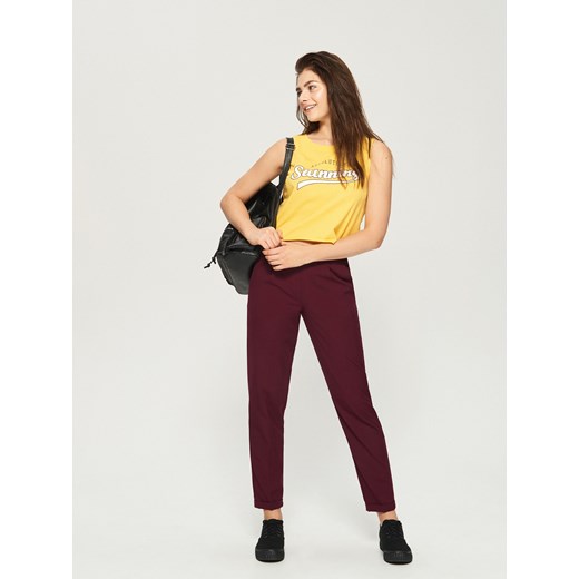 Sinsay - Bawełniany crop top - Żółty Sinsay  S 