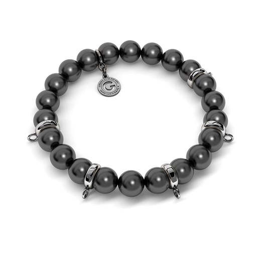 Elastyczna srebrna bransoletka perły swarovski 925 : Kolor pokrycia srebra - Pokrycie Czarnym Rodem, Obwód - ~18,0 cm (dodatkowe 2 perły), Perła - SWAROVSKI BLACK