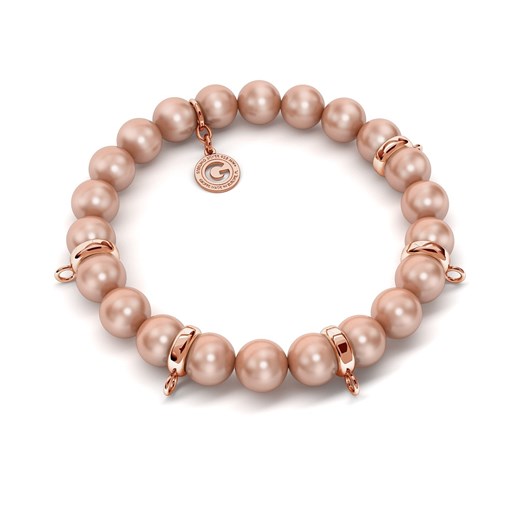 Elastyczna srebrna bransoletka perły swarovski 925 : Kolor pokrycia srebra - Pokrycie Różowym 18K Złotem , Obwód - ~18,0 cm (dodatkowe 2 perły), Perła - SWAROVSKI ROSE GOLD