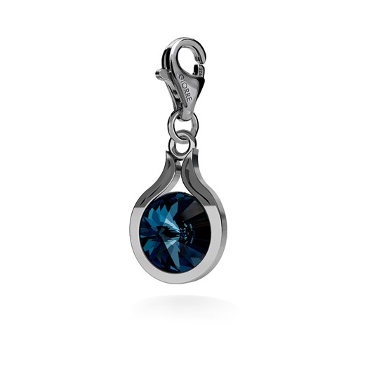 SREBRNY CHARMS SWAROVSKI RIVOLI 10MM 925 : Kolor kryształu SWAROVSKI - Denim Blue, Kolor pokrycia srebra - Pokrycie Czarnym Rodem Giorre   