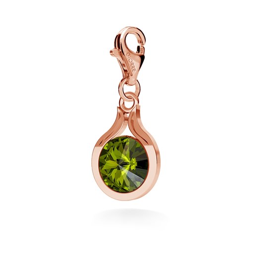 SREBRNY CHARMS SWAROVSKI RIVOLI 10MM 925 : Kolor kryształu SWAROVSKI - Olivine, Kolor pokrycia srebra - Pokrycie Różowym 18K Złotem  Giorre  