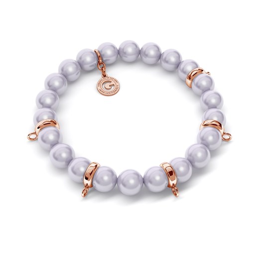 Elastyczna srebrna bransoletka perły swarovski 925 : Kolor pokrycia srebra - Pokrycie Różowym 18K Złotem , Obwód - ~18,0 cm (dodatkowe 2 perły), Perła - SWAROVSKI LAVENDER