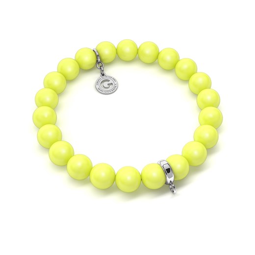 ELASTYCZNA SREBRNA BRANSOLETKA PERŁY SWAROVSKI 925 : Kolor pokrycia srebra - Pokrycie Jasnym Rodem, Perła - SWAROVSKI NEON YELLOW  Giorre  