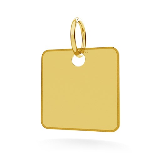 SREBRNY KWADRAT IDENTYFIKATOR DO OBROŻY GRAWER 925 : Kolor pokrycia srebra - Pokrycie Żółtym 24K Złotem  Giorre  