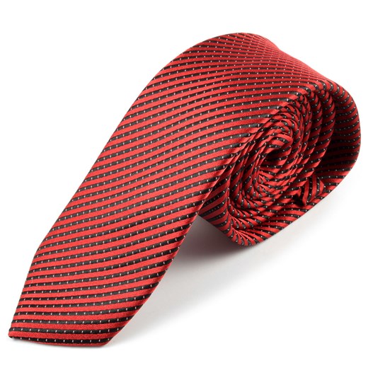 Czarno-czerwony krawat z mikrofibry Trendhim   